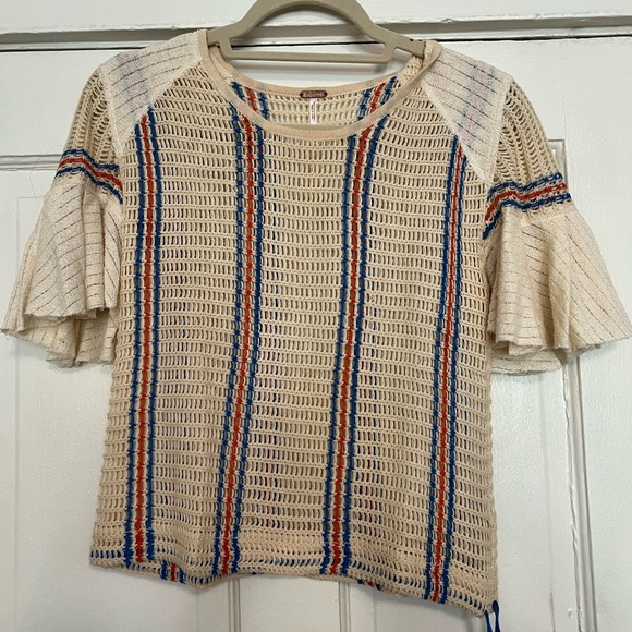 Free People Babes Only Striped Tee in Ivory | Free People Crochet Top - Picture 2 of 6